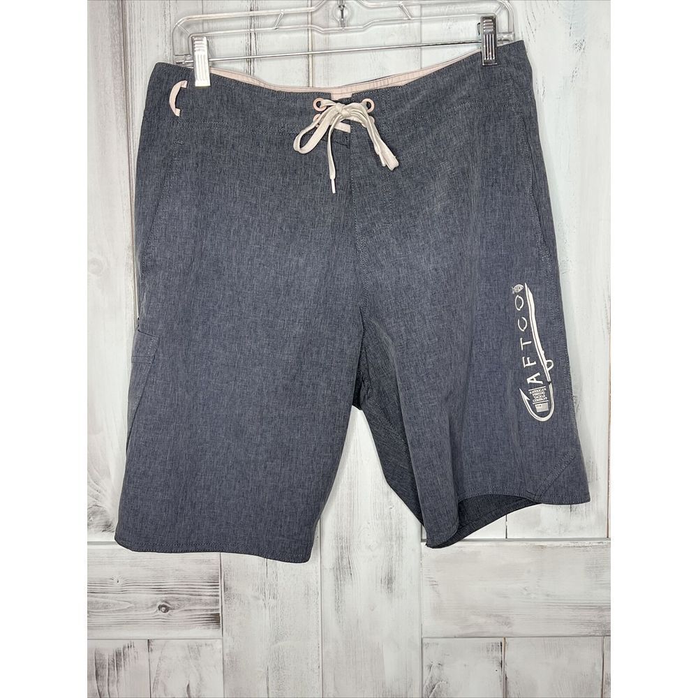 MENS AFTCO PIVOT BOARD SHORTS BLUE PERFORMANCE‎ STRETCH FISHING SWIM WICKING 30